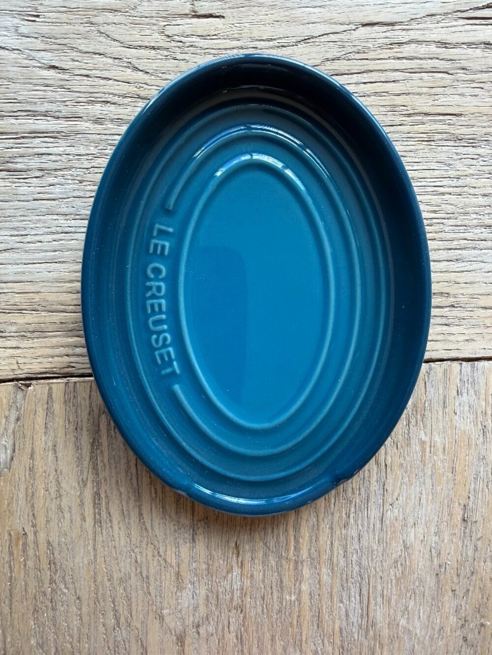Le Creuset Stoneware Oval Spoon Rest Deep Teal Blue NEW